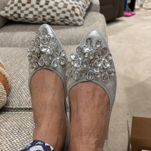 Shimmering Silver Crystal Women's Flats